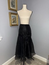 Vtg 80s Victor Costa Black Organza Party Skirt Large Satin Bow Flared Retro Glam