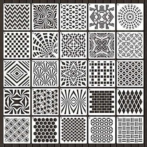 6 Zoll Schablonen zum Malen, 25 Stück Wiederverwendbare Malvorlagen Geometrisch - Bild 2 von 8