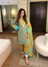 Women's Printed Cotton Kurta Set with Farshi Palazzo Pants and Lace Dupatta