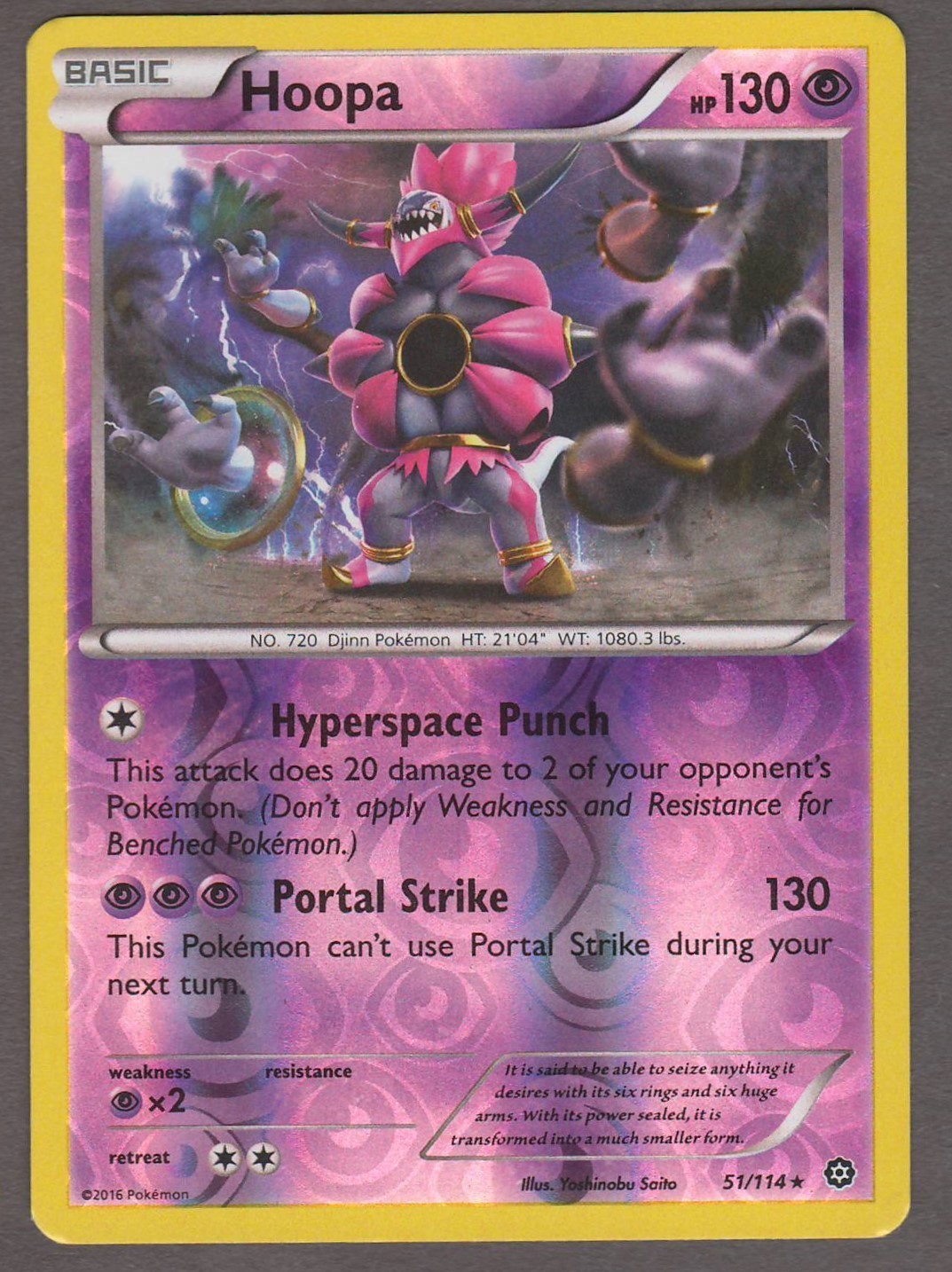 Hoopa 51/114 XY Steam Siege Reverse Holo Rare Psychic Pokemon Card 2016 LP