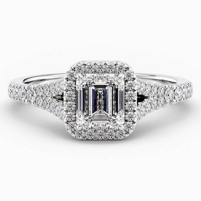 Design Diamant Platin Ring CVD E F VVS2 IGI 1,7 Ct Lab Grown Smaragdschliff...