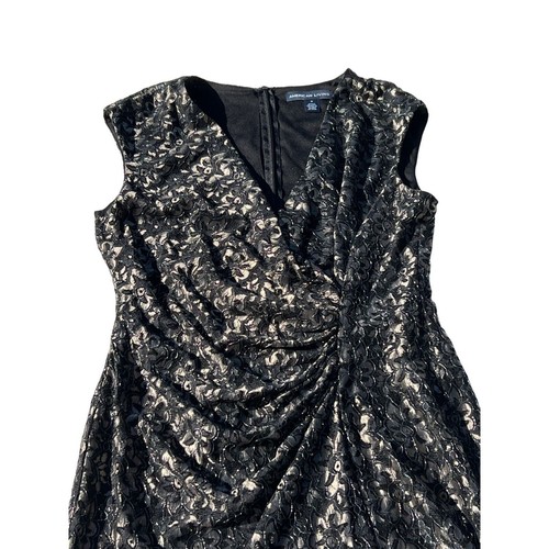 NWT American Living Sheath Dress Elegant Black, Champagne Metallic Lace Size 12 - Picture 2 of 13