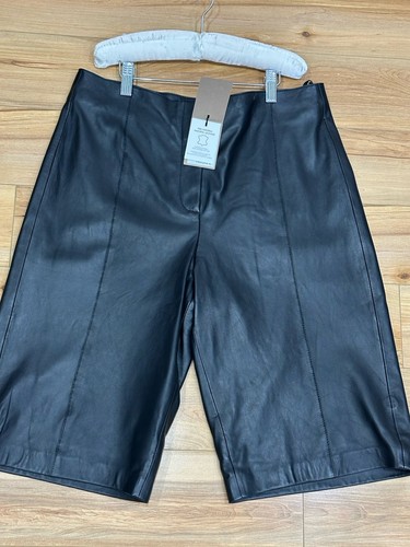 Women’s Massimo Dutti Black Genuine Leather Cropped Culottes - Shorts Size M New