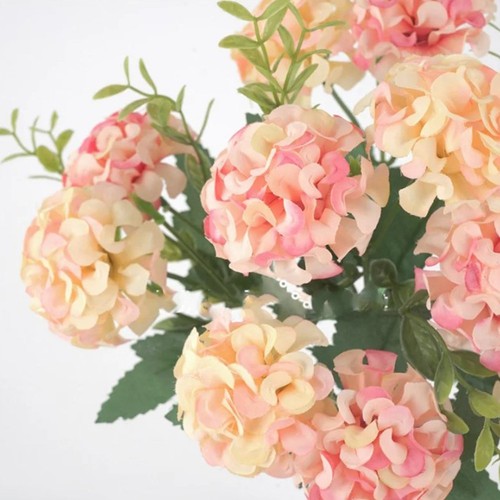 Ramo artificial realista de flores de seda de hortensia de coral para bodas - Imagen 11 de 37