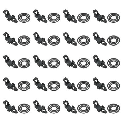 20 Pcs Plastic Fishing Hook Keeper Lure Holder with 3 Size Rubber Rings Black