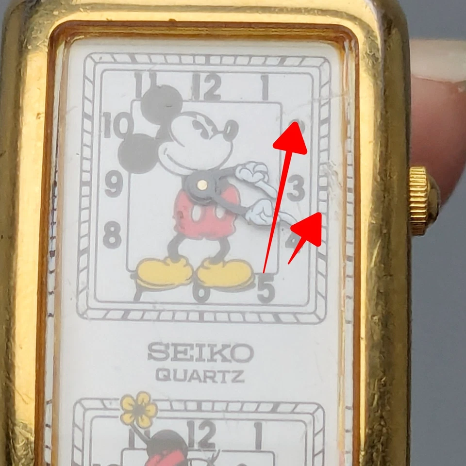 Reloj Pulsera Vintage SEIKO Dual Time Disney Mickey Minnie Damas Funciona Foto 3 de 4