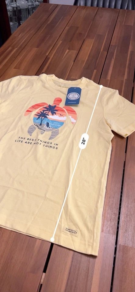 Camisa Life Is Good Camiseta Trituradora Amarilla Tortuga Marina Playa Gráfico Algodón Para Hombres M Foto 2 de 4