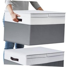 2 Pack EXTRA LARGE Blanket Storage Baskets Jumbo Large -2Pack White with Grey
