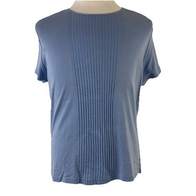 Jaclyn Smith Satin Trim Blue Cotton Rayon Short Sleeve XL Top T-shirt 9471