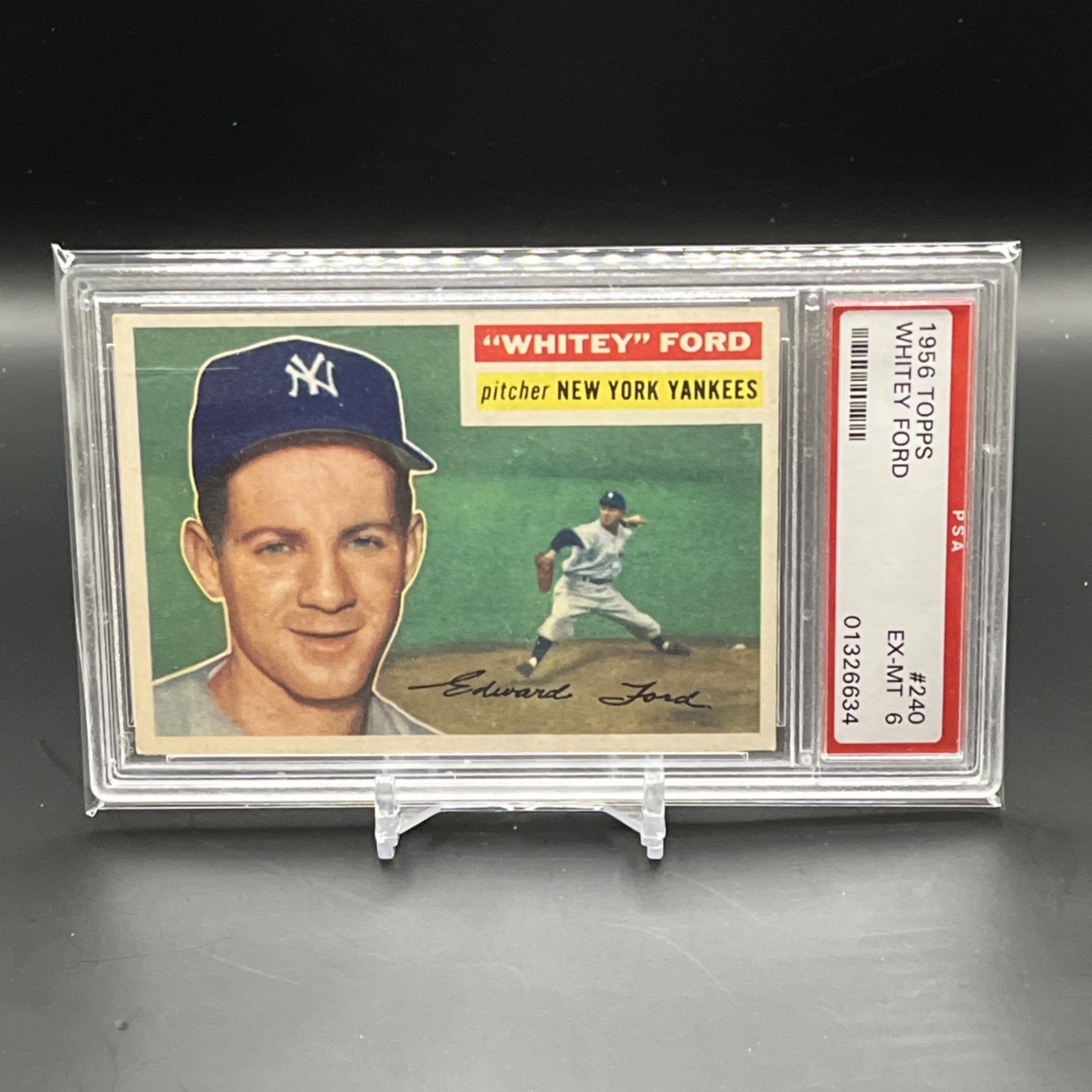 1956 Topps #240 Whitey Ford Gray Back PSA 6 EX-MT