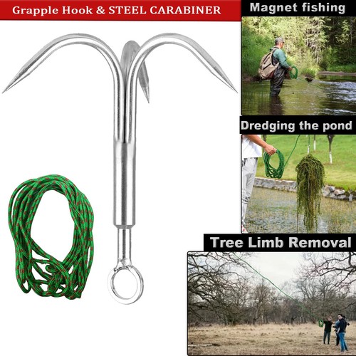 Edelstahl Outdoor Greifhaken mit 50FT Seil / Kletterkralle / - Bild 3 von 5
