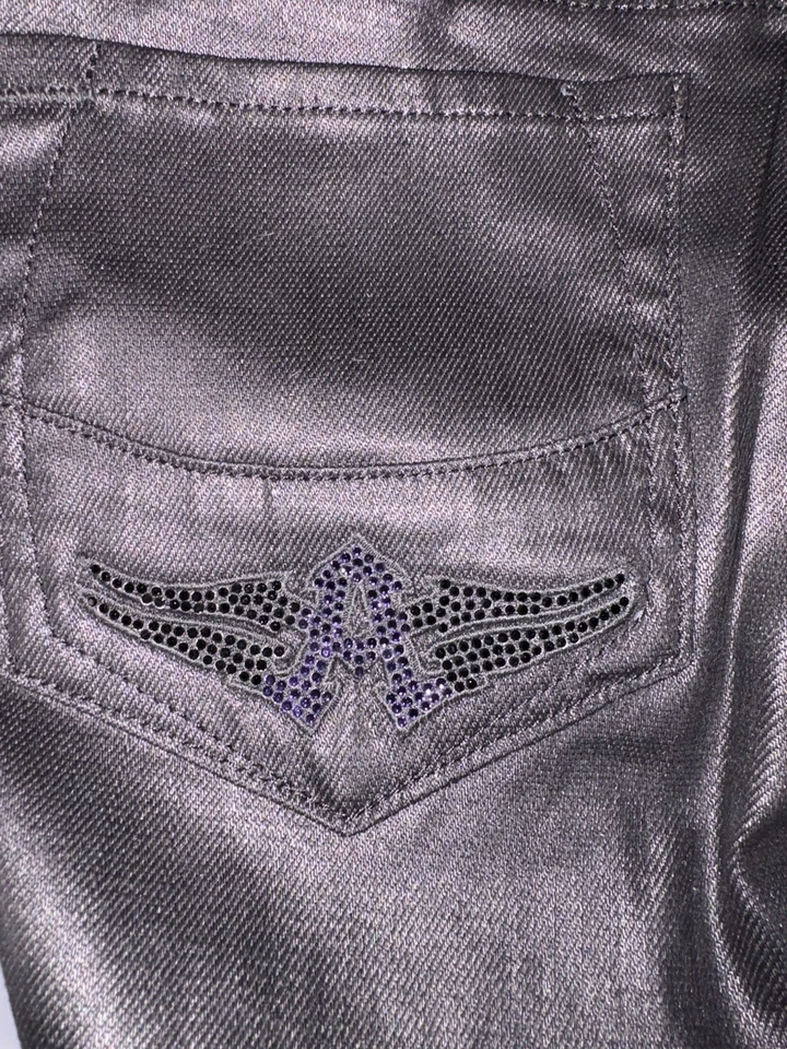 Jeans skinny Affliction Bianca preto revestido de couro sintético tamanho 28 - Imagem 4 de 4