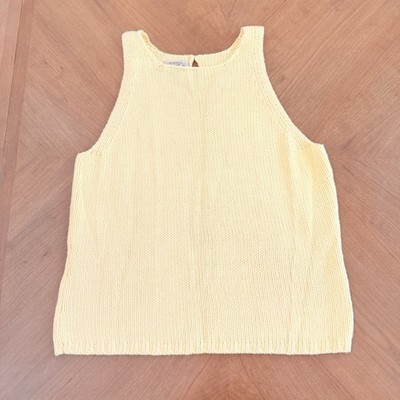 Spring Knit Vest Yellow Womens Large Preppy Layering Grandma Cottagecore Classic