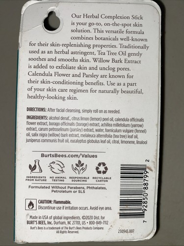 Burt's Bees Herbal Complexion Stick With Tea Tree Oil - Picture 2 of 2