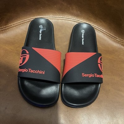 New Sergio Tacchini Slides Sandals Size Eu 42 Us 9 Red Black  Unused Nwot