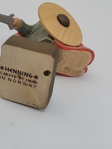 Vtg Henning Engelsen (1918-2005) ~ Norway ~ Viking Warrior ~ 6.5" Hand Carving - Picture 13 of 13