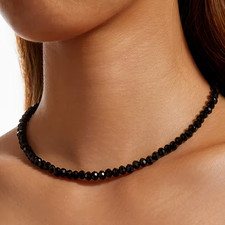 Minimalist Black Glass Beads Choker Women's Simple Necklace