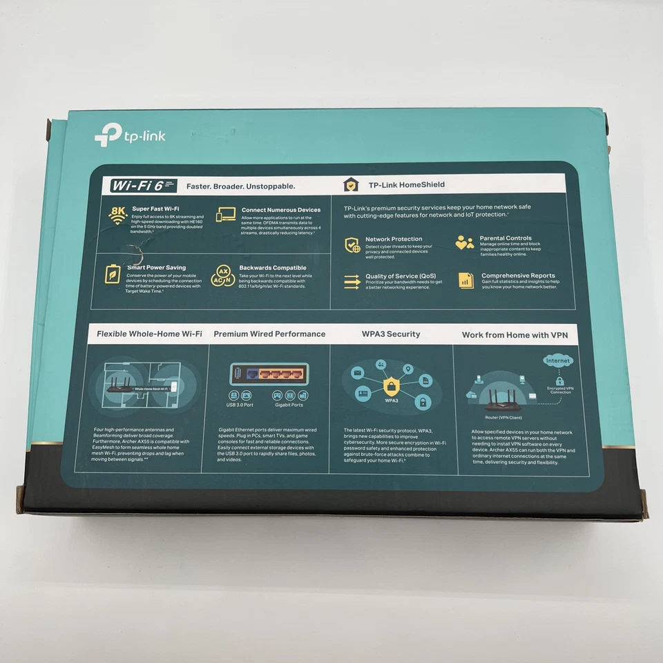 TP-Link Dual-Band AX3000 Wi-Fi 6 Router Archer AX55 Wireless Gigabit Router - Image 4 of 4