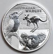 2021-P 2oz Australia $2 BU Silver Australian Wildlife Coin .9999 Fine, Koala Etc