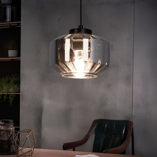 HäNgeleuchte Pendellampe Esstischleuchte Glas Rauchfarben HäNgelampe Deckenlampe-image