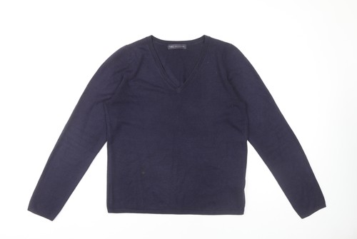 Marks and Spencer Damen Marineblau V-Ausschnitt Pullover Pulli Gr. 12