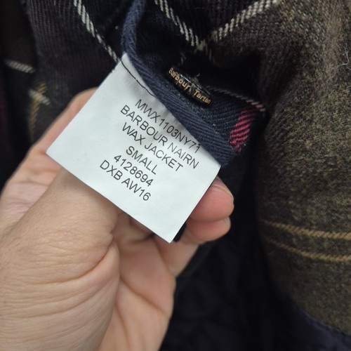 Barbour Nairn Wax Waterproof Tartan Rain Country Navy Mac Coat Size Small Men's - Picture 12 of 12