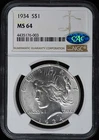 1934 Peace Dollar S$1 NGC MS64 (CAC)