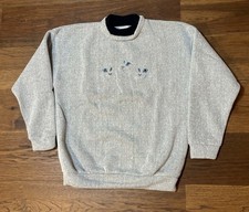 Vintage 90s Cat Sweatshirt Pullover Sweater Adult Size Large USA MADE