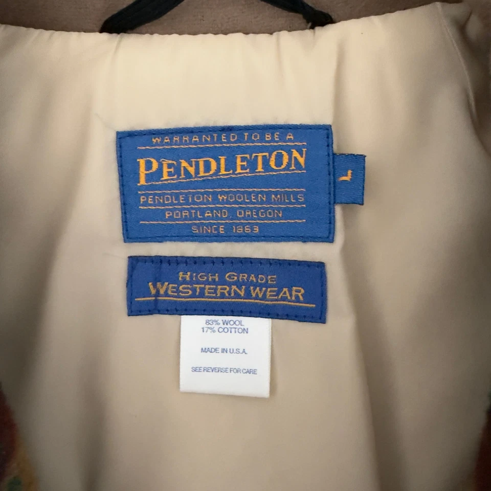 Chaqueta Azteca De Lana Pendleton Alta Calidad Western Wear Tostada Grande HECHA EN EE. UU. Foto 2 de 4