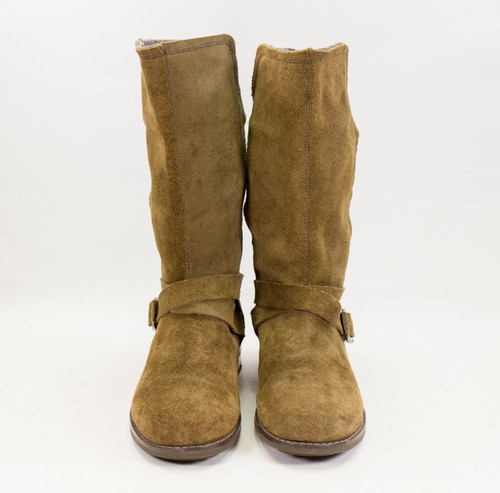 Olukai Pa ia Mid Womens Sz US 7 Olive Brown Leather Calf Boots Buckle Strap Moto - Picture 7 of 11