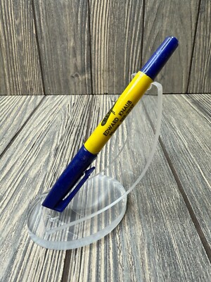 Vintage Edward Knaub Advertising Ballpoint Pen Blue & Yellow Milliken Colo