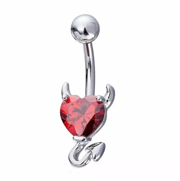 Anillo ombligo rubí rojo creado en laboratorio corte corazón de 1,0 quilates chapado en oro blanco de 14 quilates Foto 2 de 4