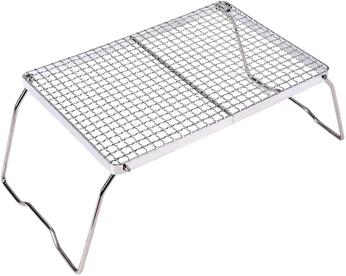 Folding Campfire Grill 304 Stainless Steel Grate Portable Heavy Duty Camping ...