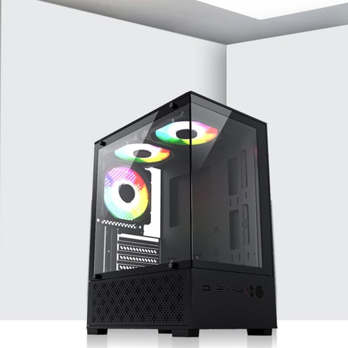270 Degree Transparent Computer Case PC Tower For M-ATX/ITX Motherboard SSD _qe - Afbeelding 9 van 12