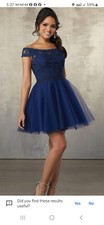Damas de Vizcaya by Morilee Dress 9597  Formal Prom Mini Dress Sz 6 Navy Blue