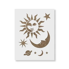 Celestial Sun and Moon Stencil - Durable & Reusable Mylar Stencils