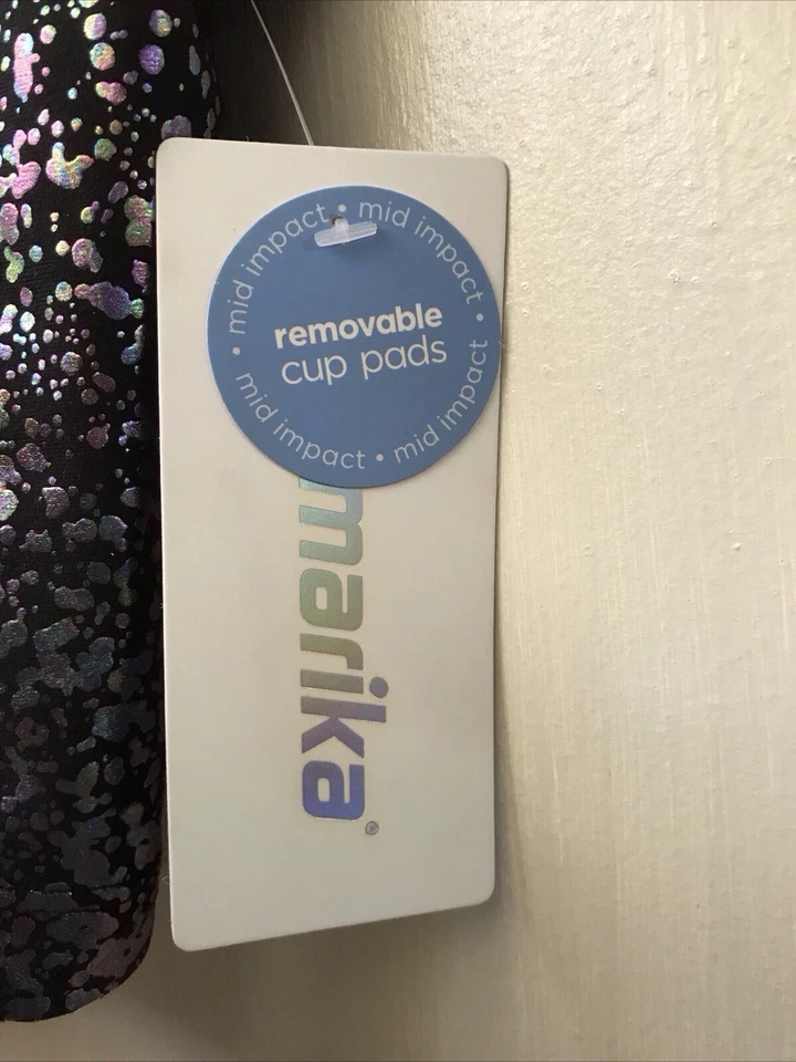 Marika Mild Impact Sports Bra Black Ombré Foil Removable Cup Pads Size Small NWT - Image 3 of 4