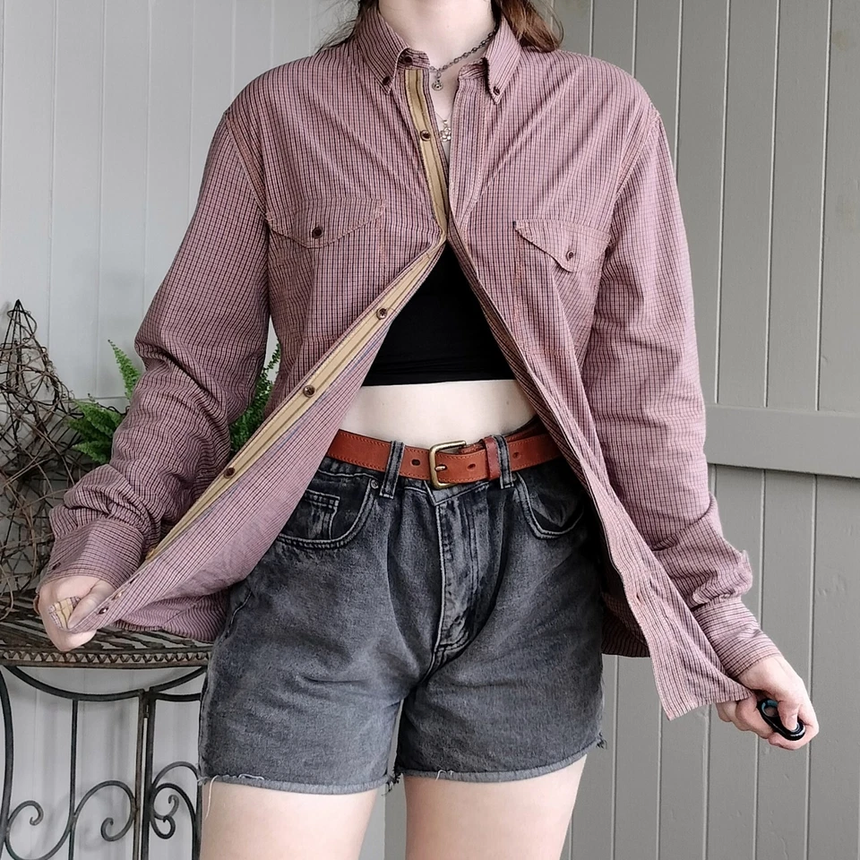 Camisa informal a cuadros naranja manga larga French Connection para hombre con botones talla S Foto 4 de 4