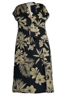 NWT Ralph Lauren Hawaiian Flower Dress Black & Cream Sz 6 Beach Wedding $398