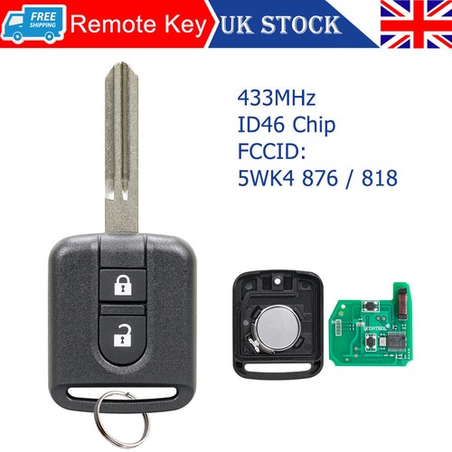 Full Remote Key Fob 433MHz For Nissan Note Cabstar Navara Qashqai Micra