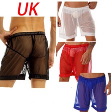 UK Mens See-Through Boxer Shorts Mesh Sheer Shorts Swimming Trunks Underwear
