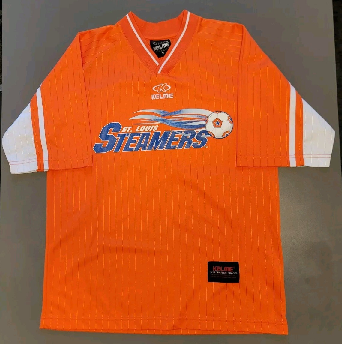 ST LOUIS STEAMERS Kelme Vintage Soccer Jersey Orange Short Sleeve Small