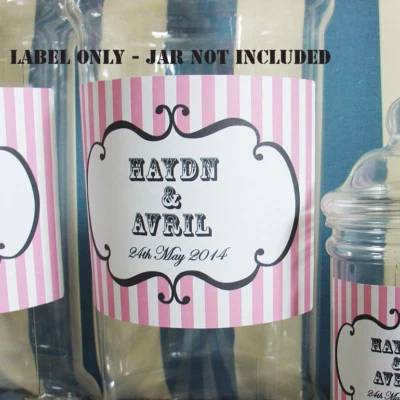 LARGE PERSONALISED LABEL STICKER for VICTORIAN RETRO SWEETS JAR WEDDING BIRTHDAY