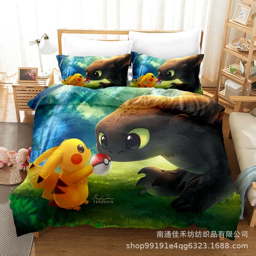 Bettwäsche Weich Bettbezug Kissenbezüge 80X80 Bettdeckenbezug Pokémon 2/3tlg CO - Bild 2 von 39