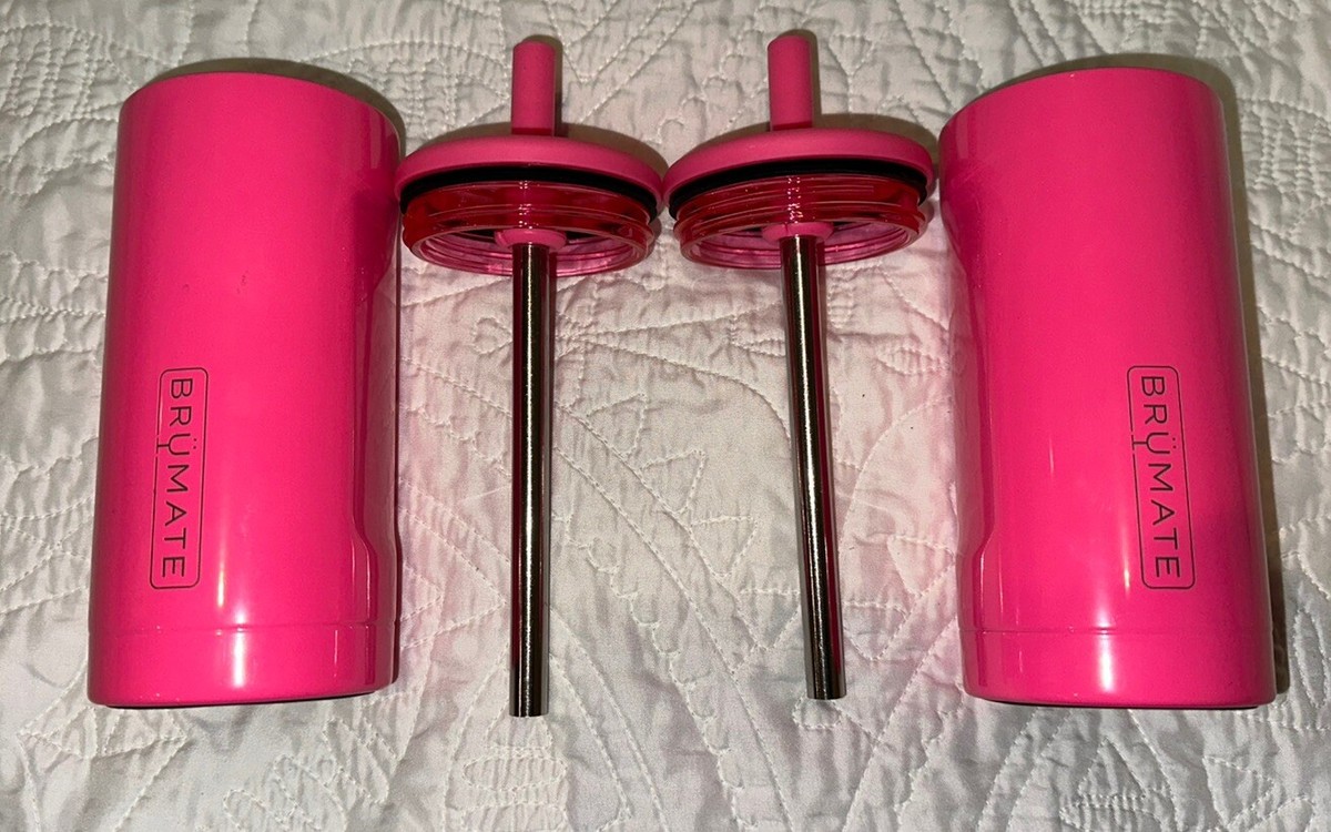 New Brumate 12oz Insulated Straw Tumbler 2-Pack, Neon Pink Color