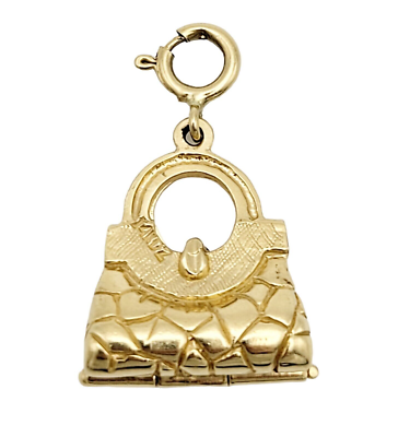 Charm Yellow Gold Handbag Purse Locket with Spring Ring  display picture 1