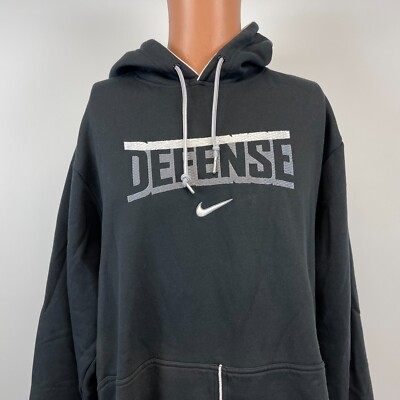Nike Defender Embroidered Hoodie Sweatshirt Vtg 2000s Basketball Black Size L