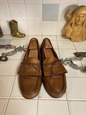ALLEN EDMONDS WOODSTOCK MADE IN USA BROWN LEATHER SLIP ON TASSLE LOAFERS 13 B