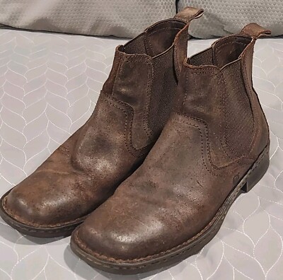 Born Hemlock Castagno Chelsea Boots Distressed BROWN H32623 Mens 10M