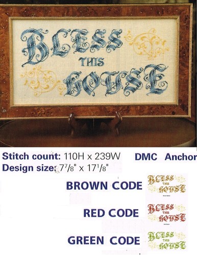 BLESS THIS HOUSE CROSS STITCH PATTERN ONLY YD RYU